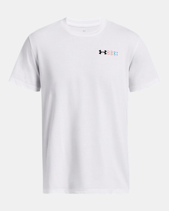 Men's UA Heavyweight Left Chest Logo Repeat Short Sleeve, White, pdpMainDesktop image number 2